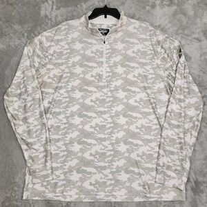 Straight Down Men's 2XL 1/4 Zip Light Green Camo Golf Pullover Performance Logo